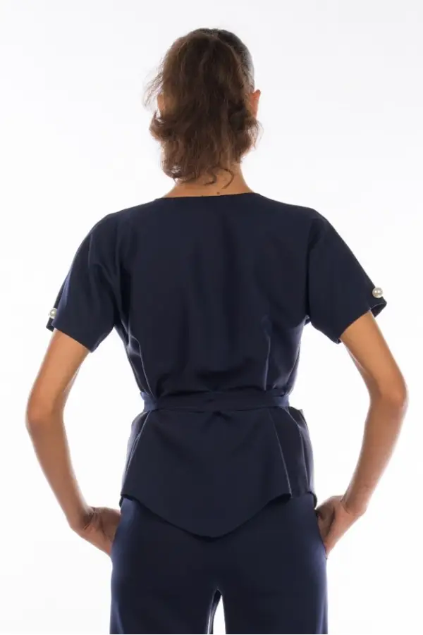 Bluza medicala petrecuta bleumarin